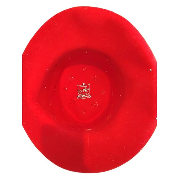80s 90s Vintage Red Bollman Wool Hat with Gold Studs, Size 23 - Picture 5 of 5
